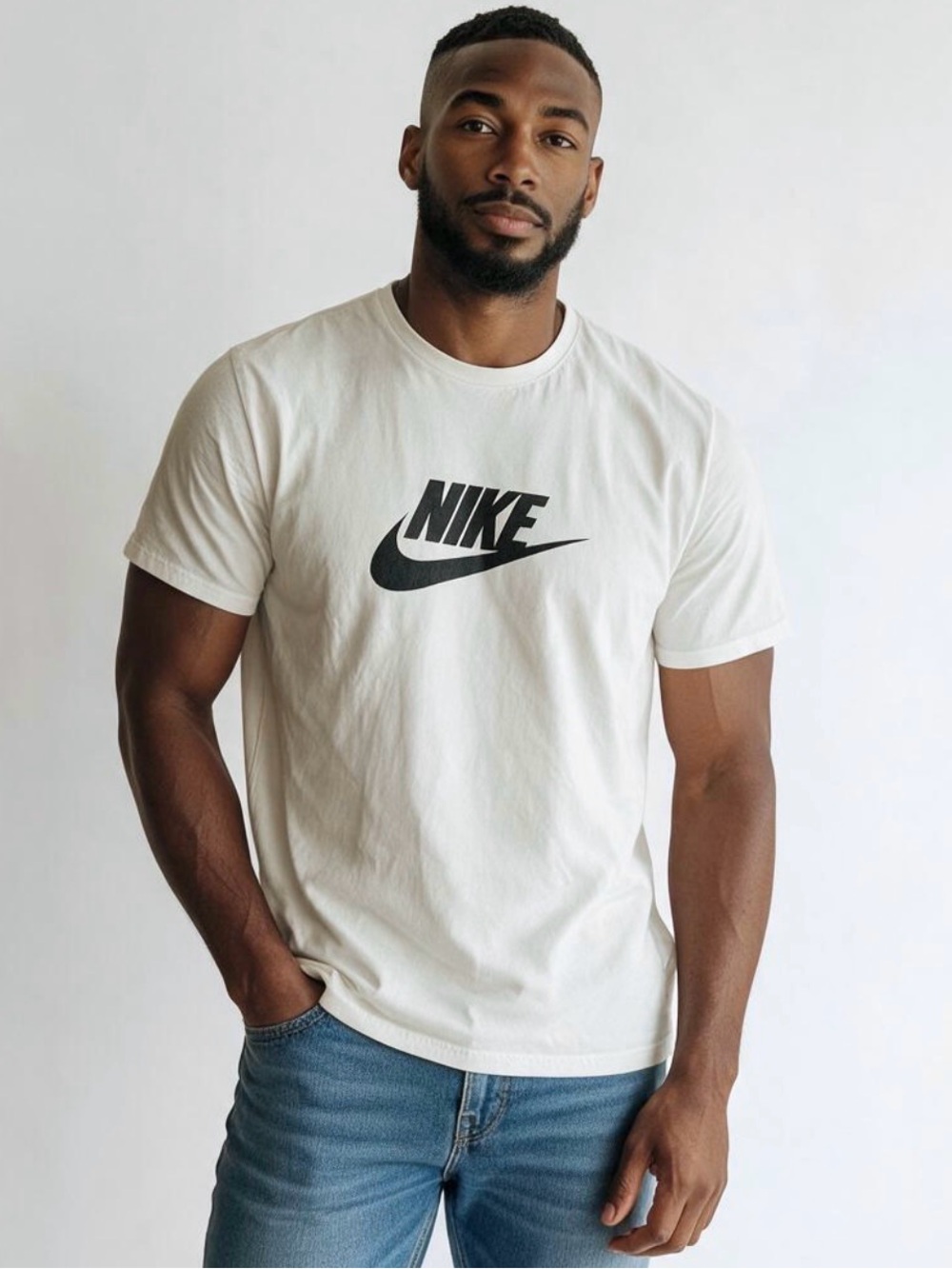Vintage Nike The Nike Tee Graphic Tee Logo Loose Fit Shirt White Size XL